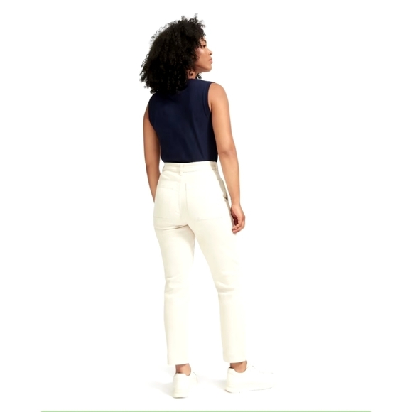 Everlane Pants 4 The Slim Leg Crop Sandstone Beige High Rise Stretch Anke - Picture 2 of 13